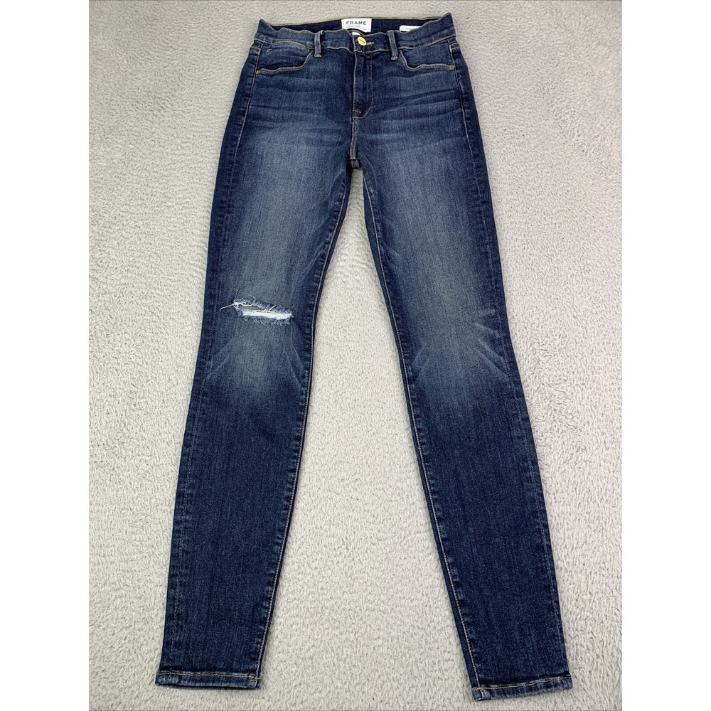 FRAME Jeans Womens Size 27 Waist 26 Le High Skinny Stretch Factory Distressed
